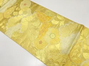 蝶に松藤・花模様織り出し　振袖用袋帯